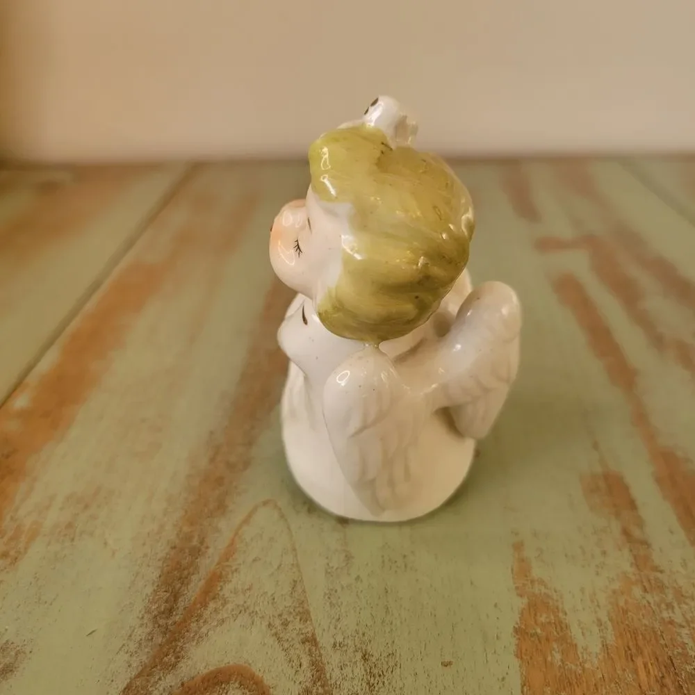 Ceramic Angel Figurine with Flowers